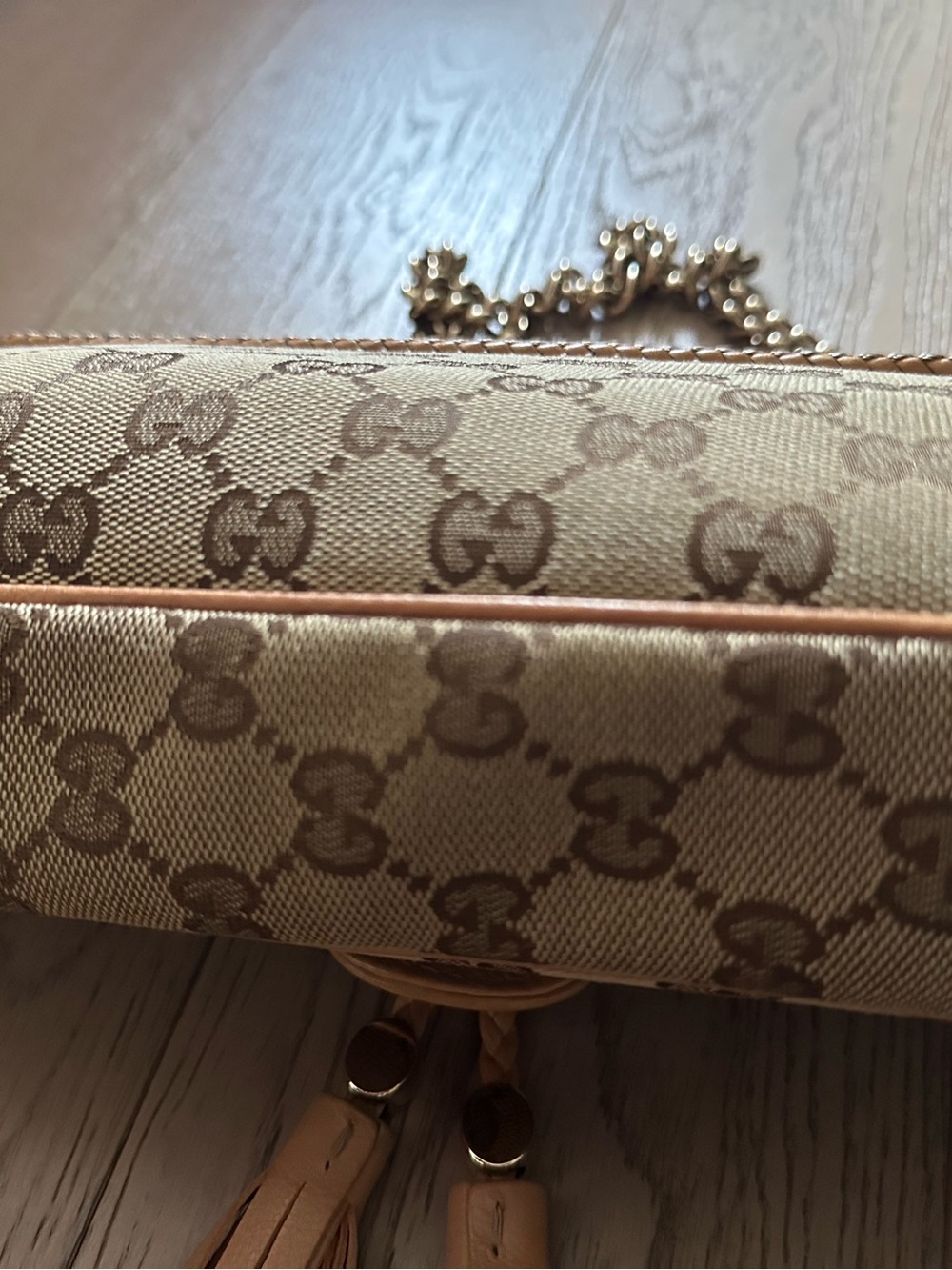Gucci Marrakech GG Monogram Tassel Baguette Chain Shoulder Bag Entrupy COA - Picture 8 of 16
